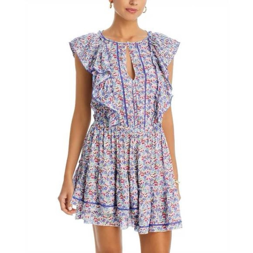 Poupette St. Barth Purple and Blue Sleeveless Mini Dress